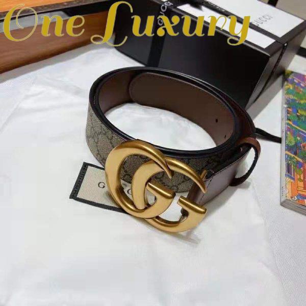 Replica Gucci Unisex GG Belt with Double G Buckle 4 cm Width GG Supreme Brown Leather 2