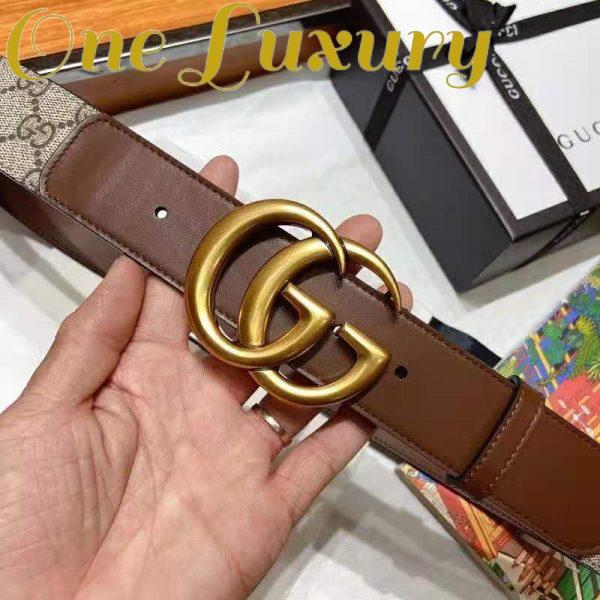 Replica Gucci Unisex GG Belt with Double G Buckle 4 cm Width GG Supreme Brown Leather 4