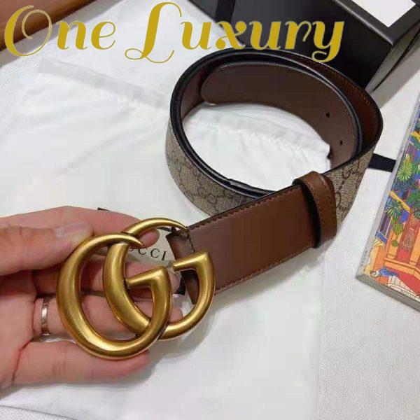 Replica Gucci Unisex GG Belt with Double G Buckle 4 cm Width GG Supreme Brown Leather 5