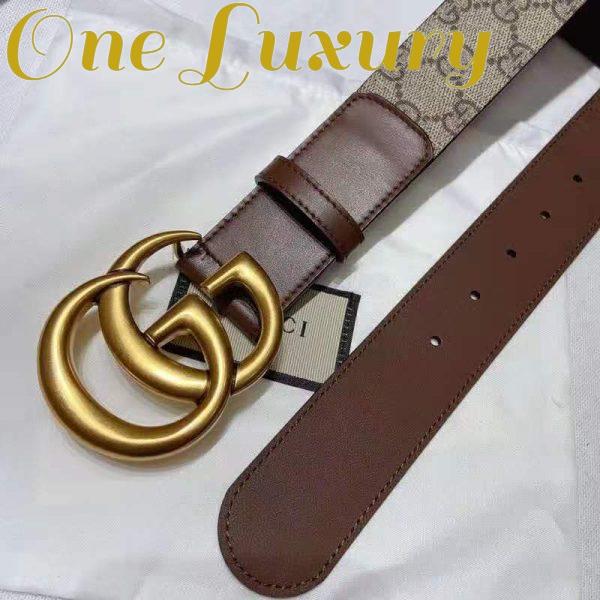 Replica Gucci Unisex GG Belt with Double G Buckle 4 cm Width GG Supreme Brown Leather 7