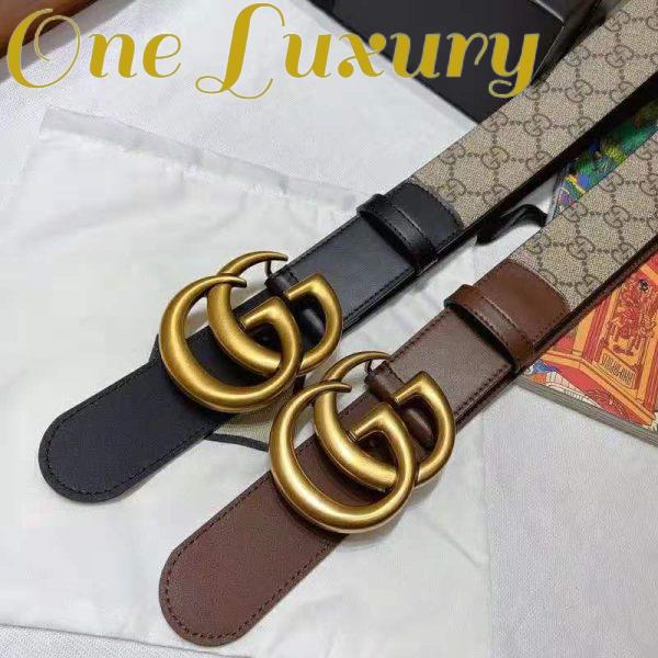 Replica Gucci Unisex GG Belt with Double G Buckle 4 cm Width GG Supreme Brown Leather 8