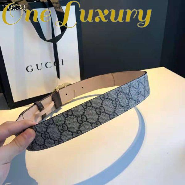 Replica Gucci Unisex GG Belt with Double G Buckle Beige/Ebony GG Supreme Black Leather 9