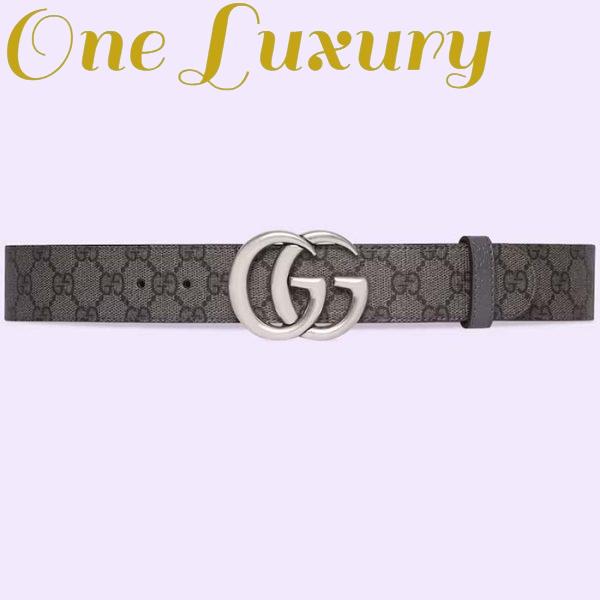 Replica Gucci GG Unisex Marmont Reversible Belt Grey Black Supreme Canvas 3.8 CM Width
