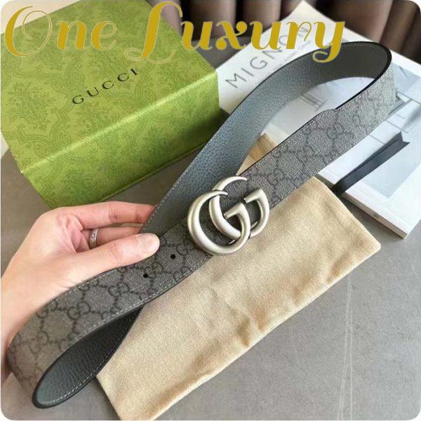 Replica Gucci GG Unisex Marmont Reversible Belt Grey Black Supreme Canvas 3.8 CM Width 3