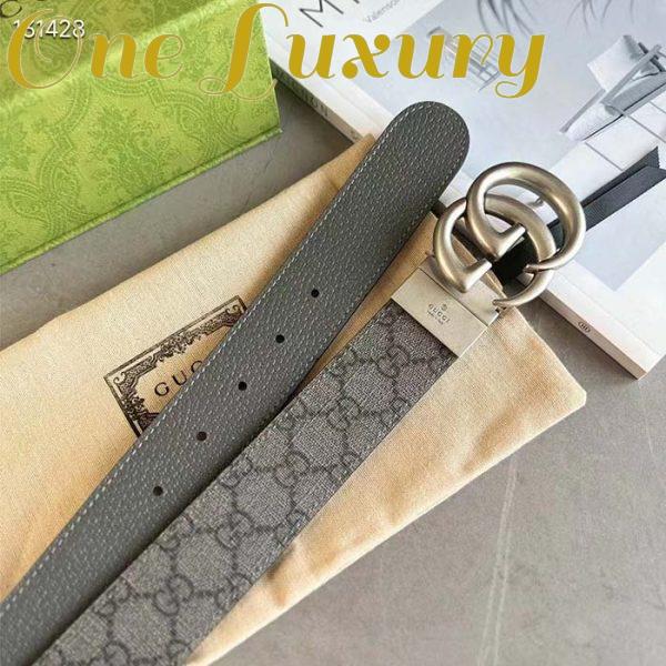 Replica Gucci GG Unisex Marmont Reversible Belt Grey Black Supreme Canvas 3.8 CM Width 5