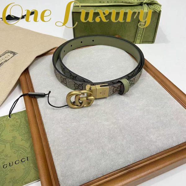 Replica Gucci GG Unisex Marmont Reversible Thin Belt Beige Ebony GG Supreme Canvas 3