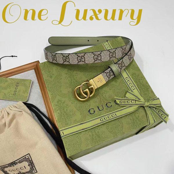 Replica Gucci GG Unisex Marmont Reversible Thin Belt Beige Ebony GG Supreme Canvas 4
