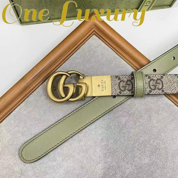 Replica Gucci GG Unisex Marmont Reversible Thin Belt Beige Ebony GG Supreme Canvas 5