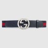 Replica Gucci GG Unisex Web Belt with G Buckle Interlocking G Blue 4 cm Width