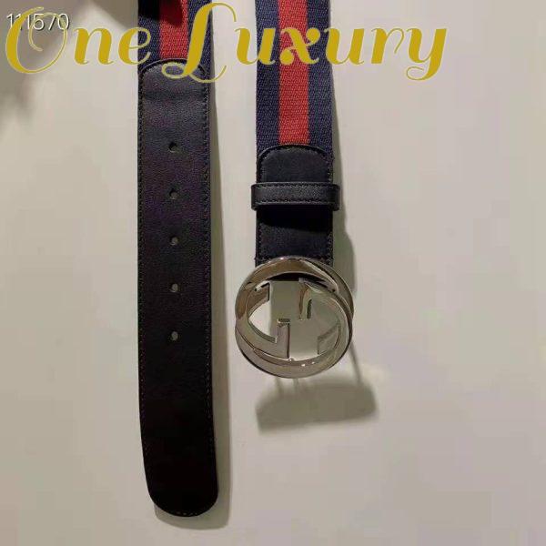 Replica Gucci GG Unisex Web Belt with G Buckle Interlocking G Blue 4 cm Width 4