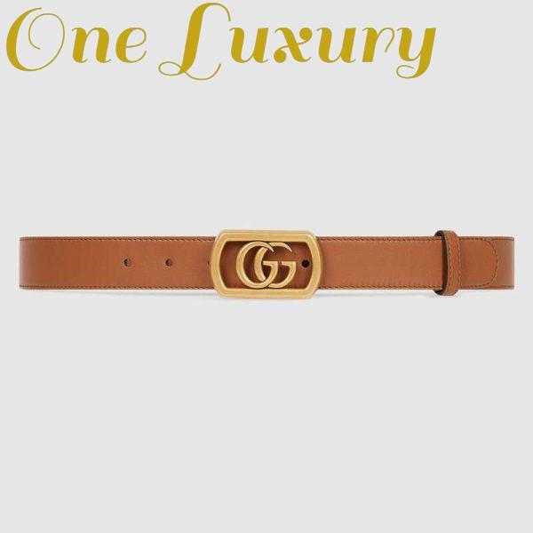 Replica Gucci Unisex Belt with Framed Double G Buckle in Leather