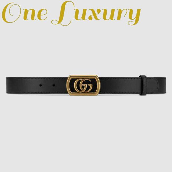 Replica Gucci Unisex Belt with Framed Double G Buckle in Leather 2