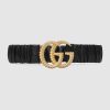 Replica Gucci Unisex Blondie Belt Black Maxi GG Leather G Buckle 3 CM Width 12