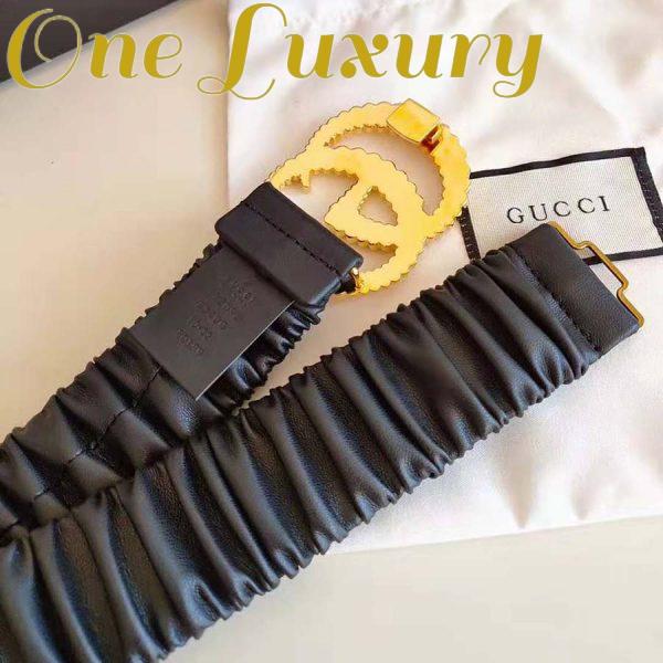 Replica Gucci Unisex Belt with Torchon Double G Buckle in Black Leather 4