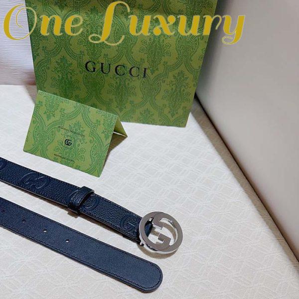 Replica Gucci Unisex Blondie Belt Black Maxi GG Leather G Buckle 3 CM Width 6