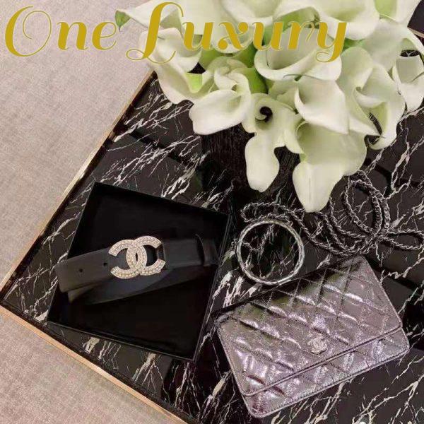 Replica Chanel Women Calfskin & Gold Metal & Strass & Pearls Belt-Black 6