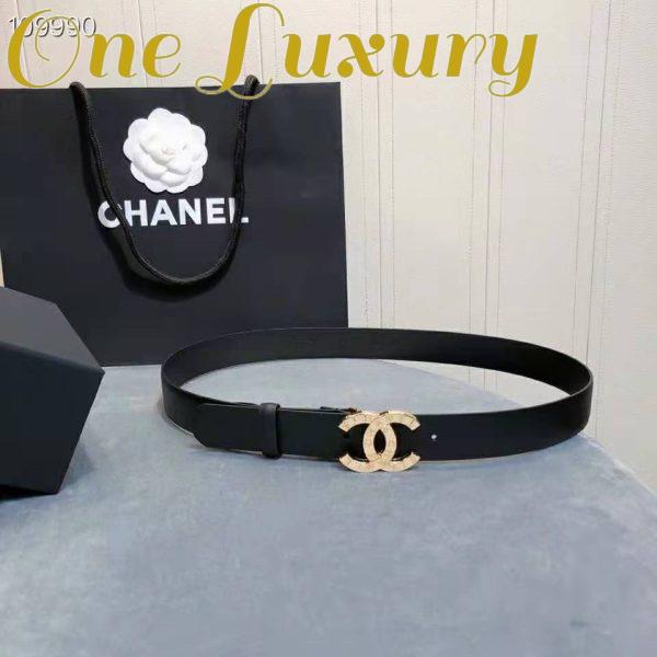 Replica Chanel Women Calfskin & Gold-Tone Metal Black Belt 3