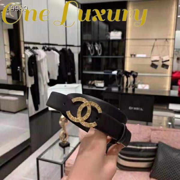 Replica Chanel Women Calfskin & Gold-Tone Metal Black Belt 9