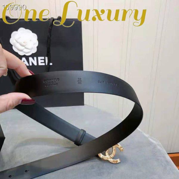 Replica Chanel Women Calfskin & Gold-Tone Metal Black Belt 14