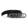 Replica Chanel Women Calfskin Gold-Tone Metal & Strass Belt-Black 12