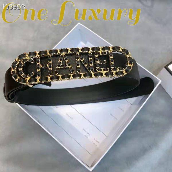 Replica Chanel Women Calfskin Gold-Tone Metal & Lambskin Belt-Black 5