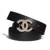Replica Chanel Women Calfskin Gold-Tone Metal Glass Pearls & Strass Black Belt 19