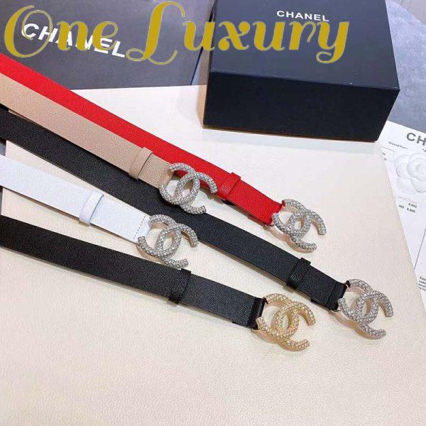Replica Chanel Women Calfskin Gold-Tone Metal & Strass Belt Black 5