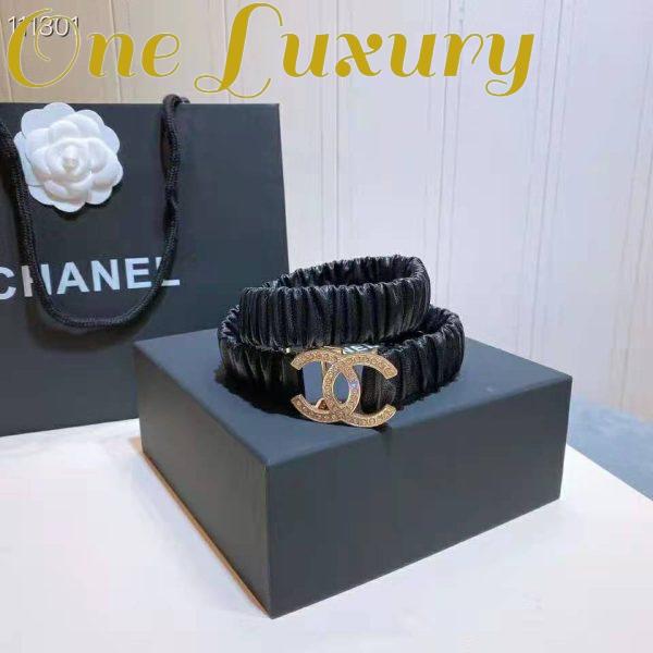 Replica Chanel Women Calfskin Gold-Tone Metal Glass Pearls & Strass Black Belt 7