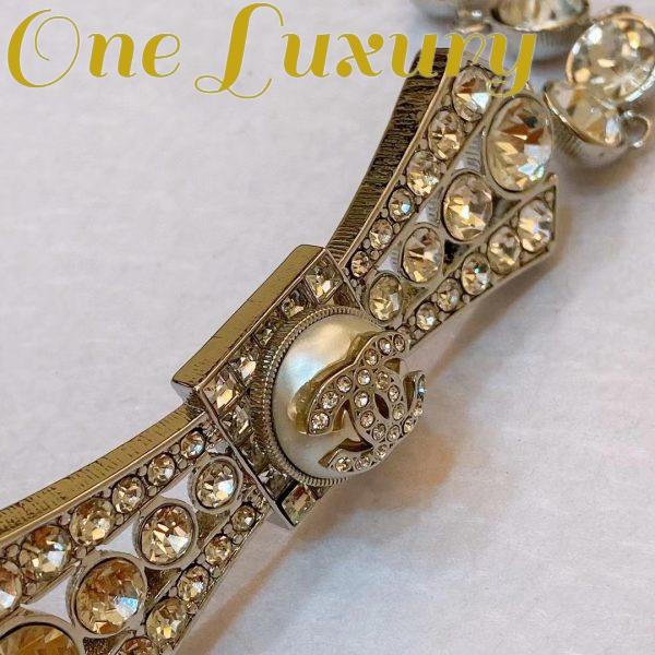 Replica Chanel Women CC Belt Metal Strass Imitation Pearls Silver Crystal Pearly White 12
