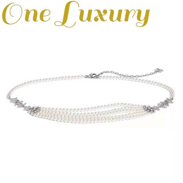 Replica Chanel Women Gold-Tone Metal Pearls & Strass Silver & Crystal Belt