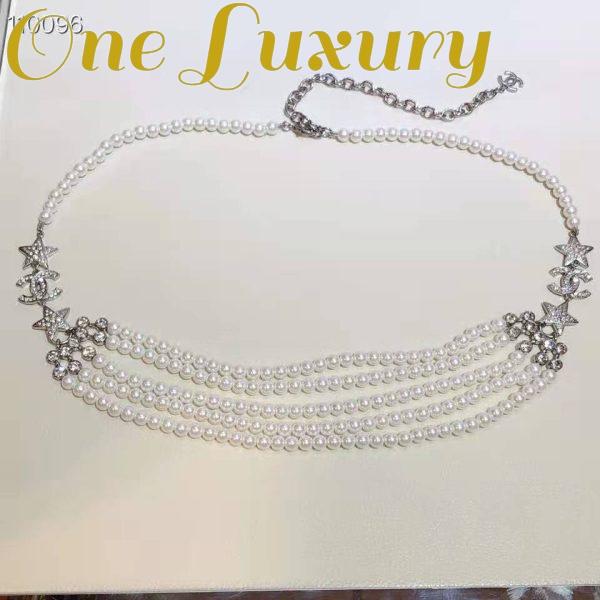 Replica Chanel Women Gold-Tone Metal Pearls & Strass Silver & Crystal Belt 3