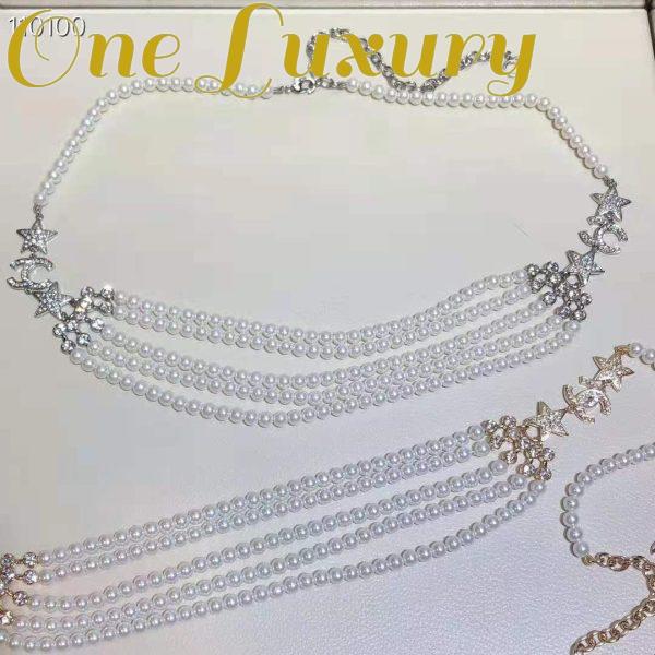 Replica Chanel Women Gold-Tone Metal Pearls & Strass Silver & Crystal Belt 4