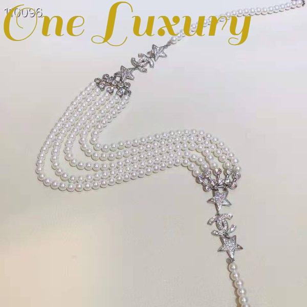 Replica Chanel Women Gold-Tone Metal Pearls & Strass Silver & Crystal Belt 5