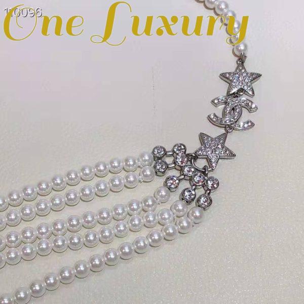 Replica Chanel Women Gold-Tone Metal Pearls & Strass Silver & Crystal Belt 8