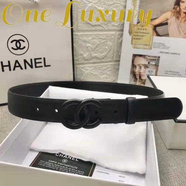Replica Chanel Women Lambskin & Black-Tone Metal Belt-Black 3