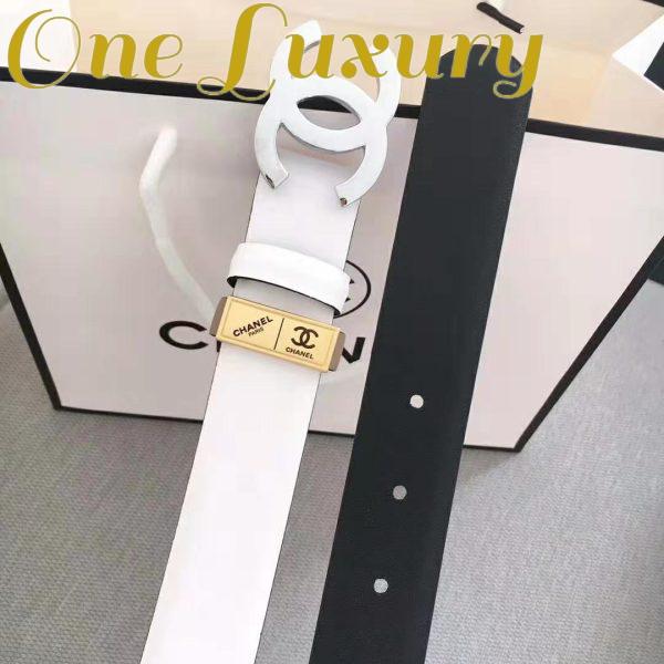 Replica Chanel Women Lambskin & White-Tone Metal Belt-White 9