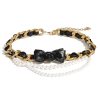 Replica Chanel Women Metal Glass Pearls Lambskin & Strass Belt-Black 13