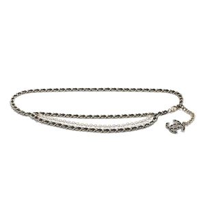 Replica Chanel Women Metal Glass Pearls Lambskin & Strass Belt-Black 2