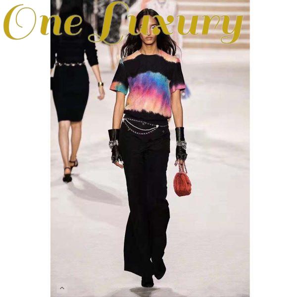 Replica Chanel Women Metal Glass Pearls Lambskin & Strass Belt-Black 9