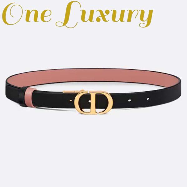 Replica Dior CD Unisex 30 Montaigne Reversible Belt Black Ethereal Pink Smooth Calfskin 20 MM Width