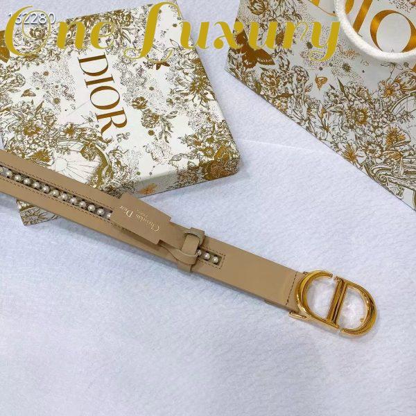 Replica Dior CD Women 30 Montaigne Belt Aesthetic Beige Smooth Calfskin White Glass Pearls 25 MM Width 5