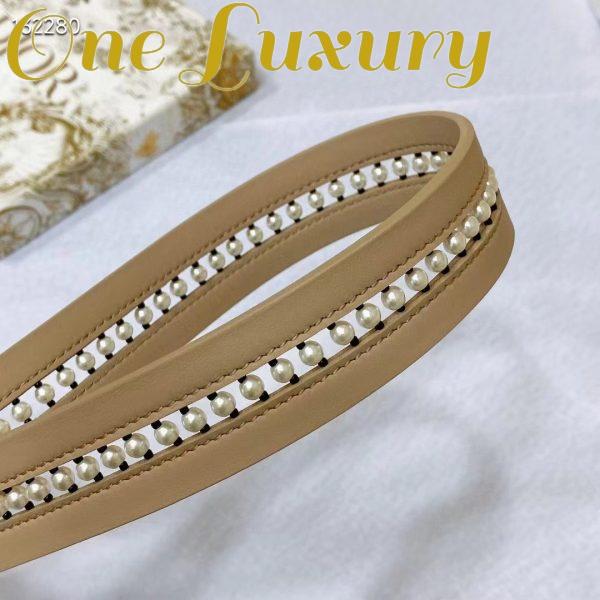 Replica Dior CD Women 30 Montaigne Belt Aesthetic Beige Smooth Calfskin White Glass Pearls 25 MM Width 6