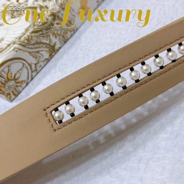 Replica Dior CD Women 30 Montaigne Belt Aesthetic Beige Smooth Calfskin White Glass Pearls 25 MM Width 8