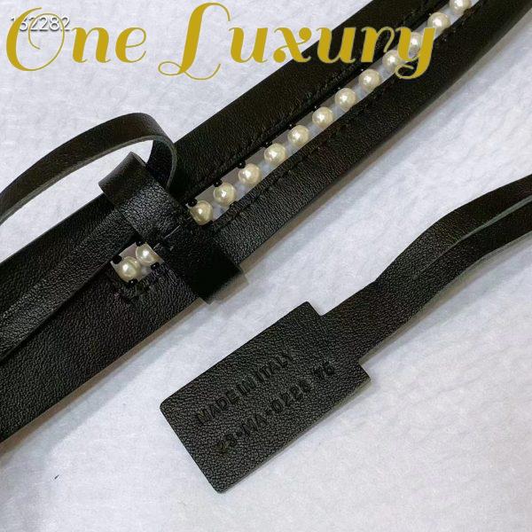 Replica Dior CD Women 30 Montaigne Belt Aesthetic Black Smooth Calfskin White Glass Pearls 25 MM Width 7