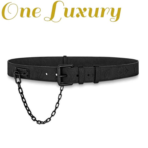 Replica Louis Vuitton LV Unisex Signature Chain 35mm Belt in Taurillon Leather with Embossed Monogram