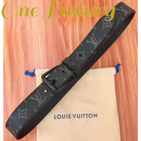 Replica Louis Vuitton LV Unisex Voyager 35mm Belt in Monogram Eclipse Canvas-Grey 2