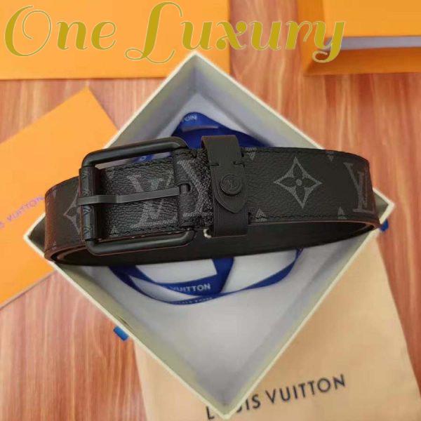 Replica Louis Vuitton LV Unisex Voyager 35mm Belt in Monogram Eclipse Canvas-Grey 3