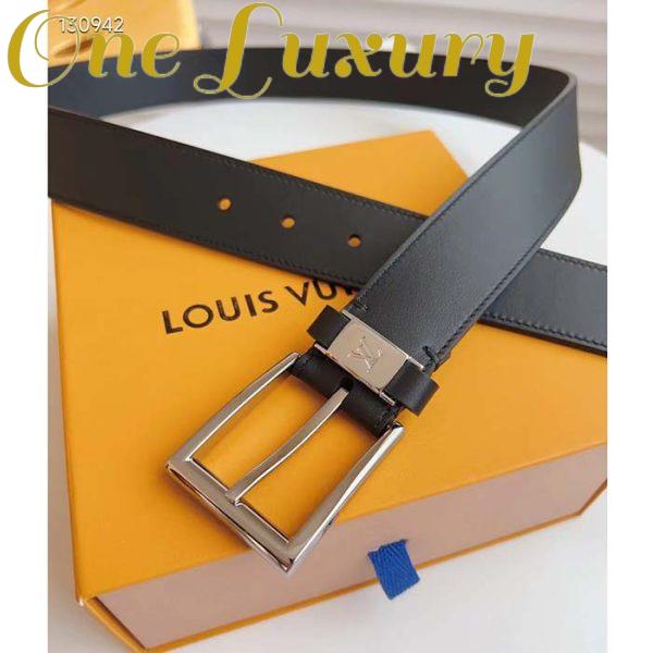 Replica Louis Vuitton LV City Pin 35MM Belt Black Calf Leather Silver-Color Hardware 2