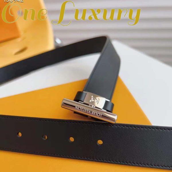 Replica Louis Vuitton LV City Pin 35MM Belt Black Calf Leather Silver-Color Hardware 5