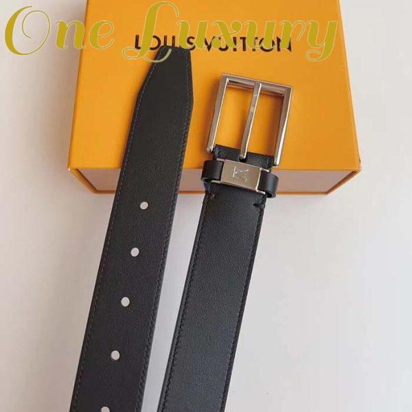 Replica Louis Vuitton LV City Pin 35MM Belt Black Calf Leather Silver-Color Hardware 6